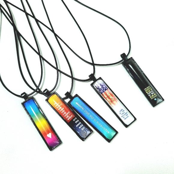 RAINBOW HEART Vertical Pendant Necklace - Picture 5 of 5